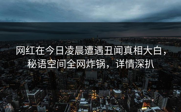 网红在今日凌晨遭遇丑闻真相大白，秘语空间全网炸锅，详情深扒