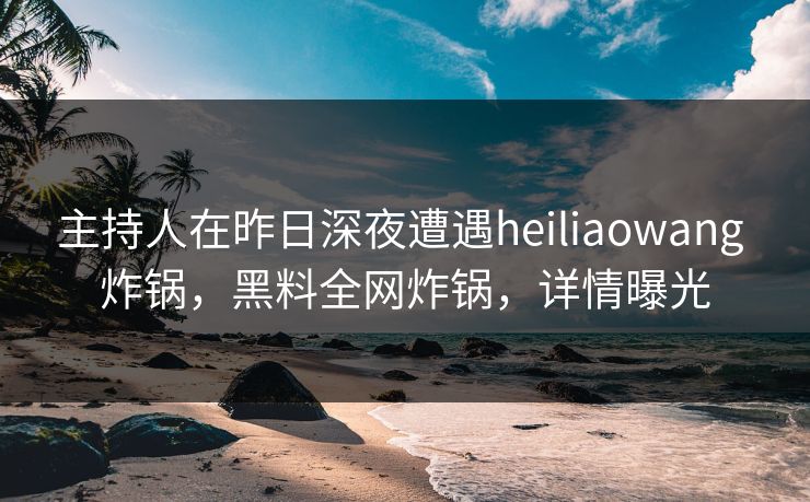 主持人在昨日深夜遭遇heiliaowang 炸锅，黑料全网炸锅，详情曝光