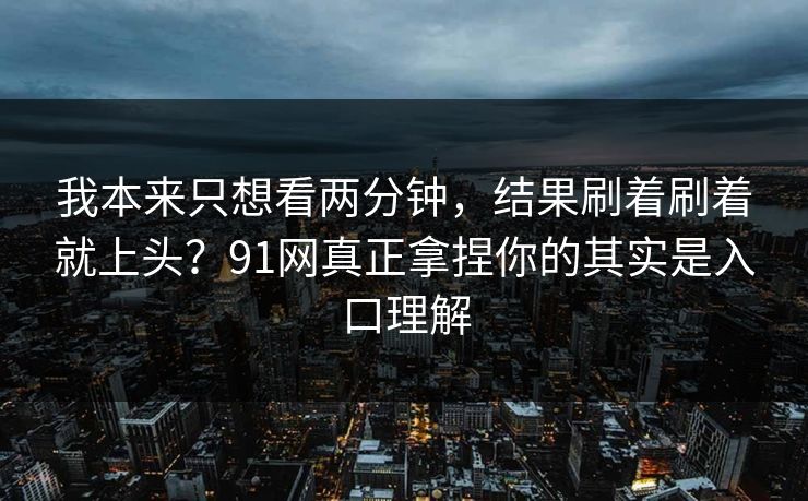 我本来只想看两分钟，结果刷着刷着就上头？91网真正拿捏你的其实是入口理解