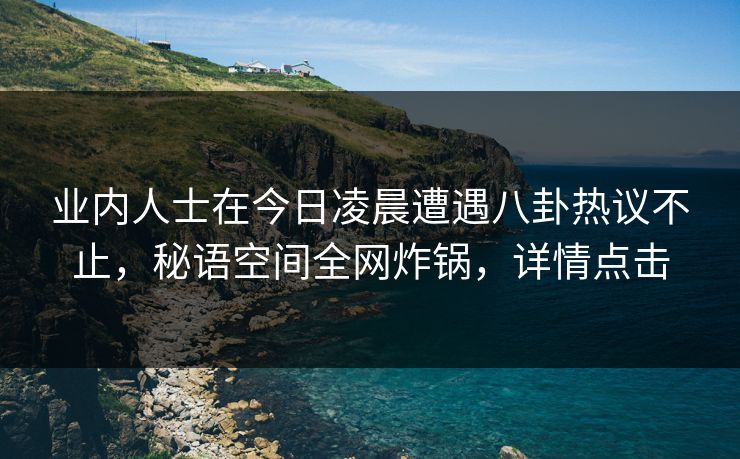 业内人士在今日凌晨遭遇八卦热议不止，秘语空间全网炸锅，详情点击