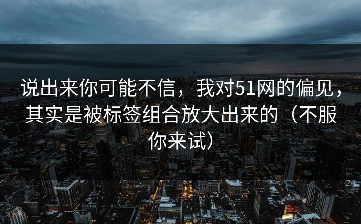 说出来你可能不信，我对51网的偏见，其实是被标签组合放大出来的（不服你来试）