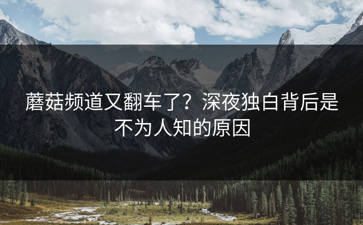 蘑菇频道又翻车了？深夜独白背后是不为人知的原因